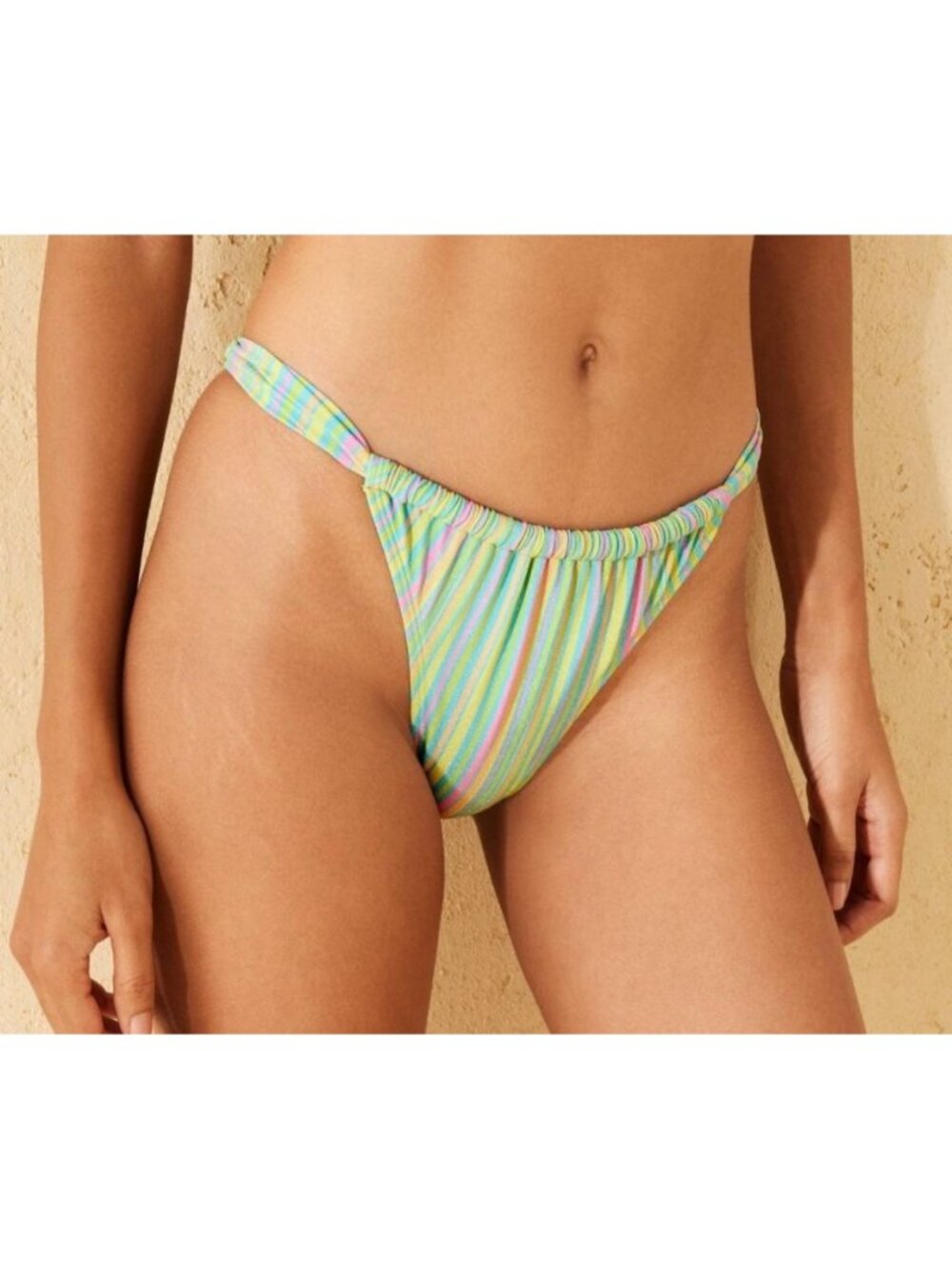 NWT Wild Fable Green Shimmery Bikini Bottom Low Rise Extra High Leg Cheeky XS